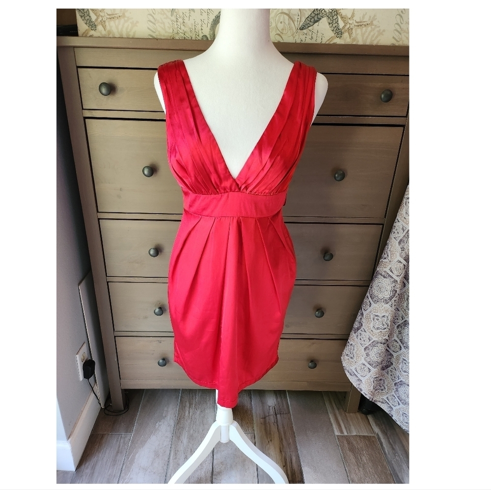 Forever 21 Vibrant Red Dress Satin 90's